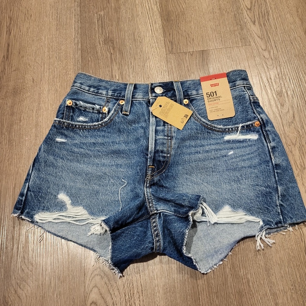Levi's Denim Shorts Women's 26 Blue 501 Original Cut-Off High Rise Button $59.50 - Picture 2 of 14